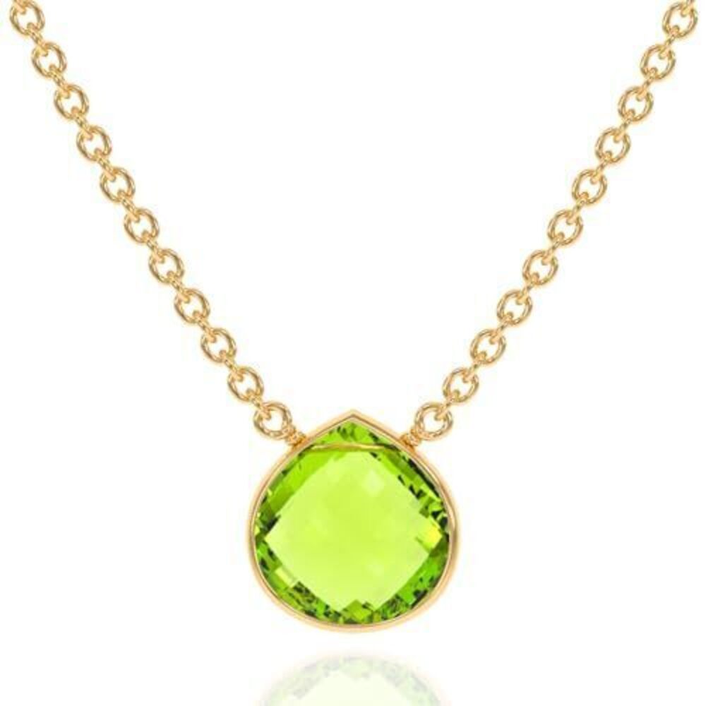 8613 Peridot Necklace , Premium Gold Heart Bezel Necklaces - Tarnish Free